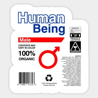 Human Being Label Ingredients - male Sticker